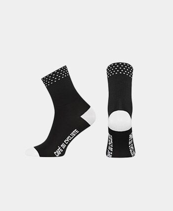 Cafe Du Cycliste Cycling Socks White & Black Dot Embroidered Medium US 6-8 BNWTs 