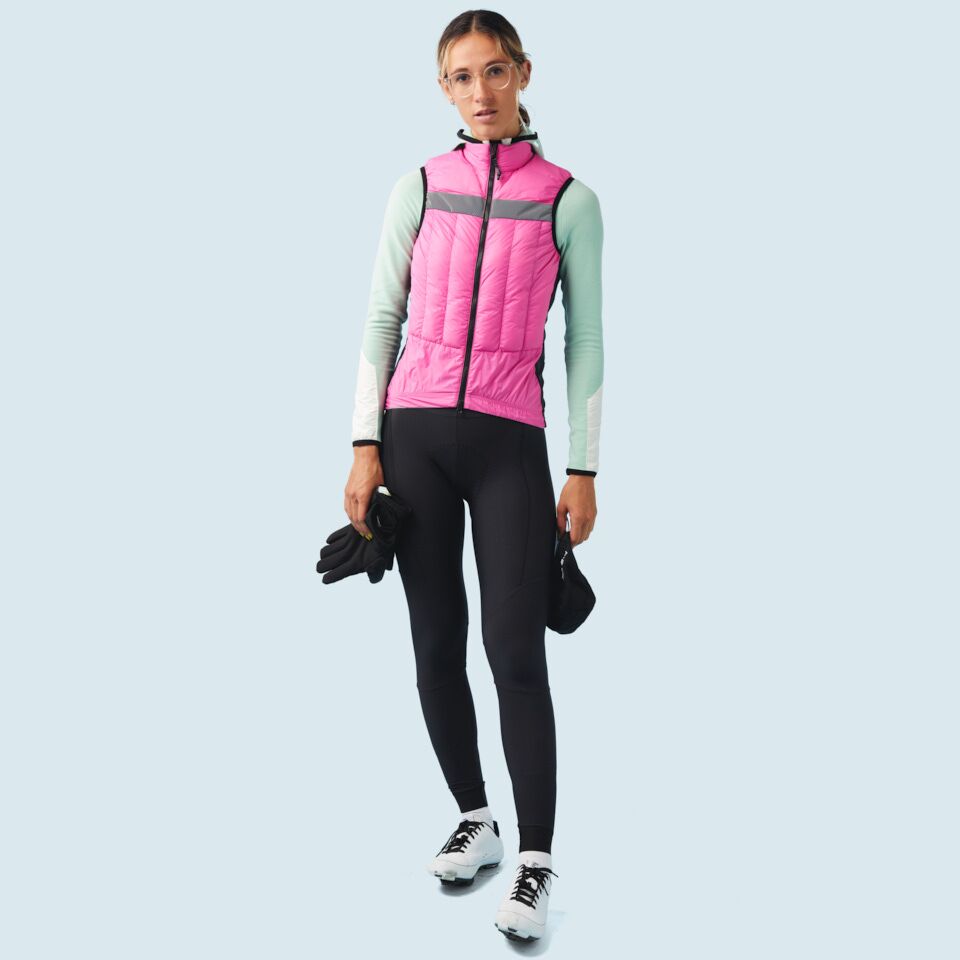 Gilet fluo cycliste - L2S VISIOPLUS - rose fluo 