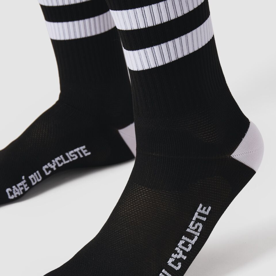 Cycling Socks Stripes White & White | Café du Cycliste